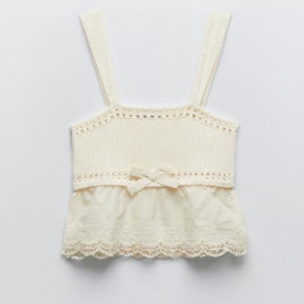 Zara Crochet Embroidered Top